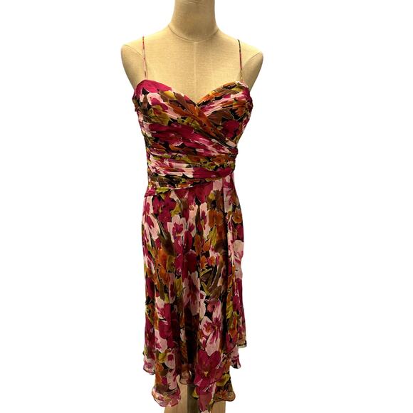 ANNE KLIEN Sheer, Pink ,Floral Dress, Fairy, Spaghetti Straps,Whimsical, Artsy - Picture 1 of 10